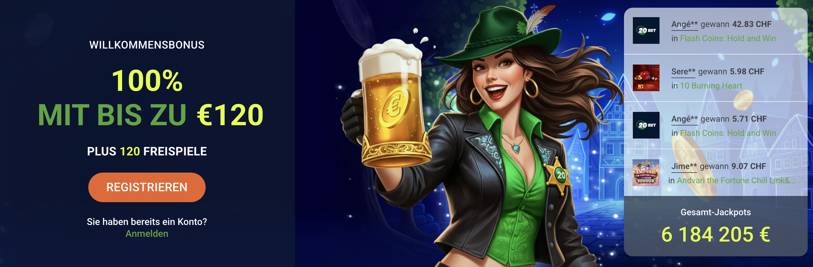 20Bet Casino Willkommensbonus